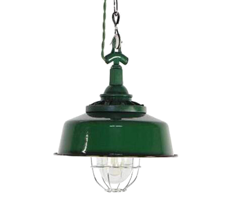 Enamel Oval Cage Ceiling Lamp GREEN