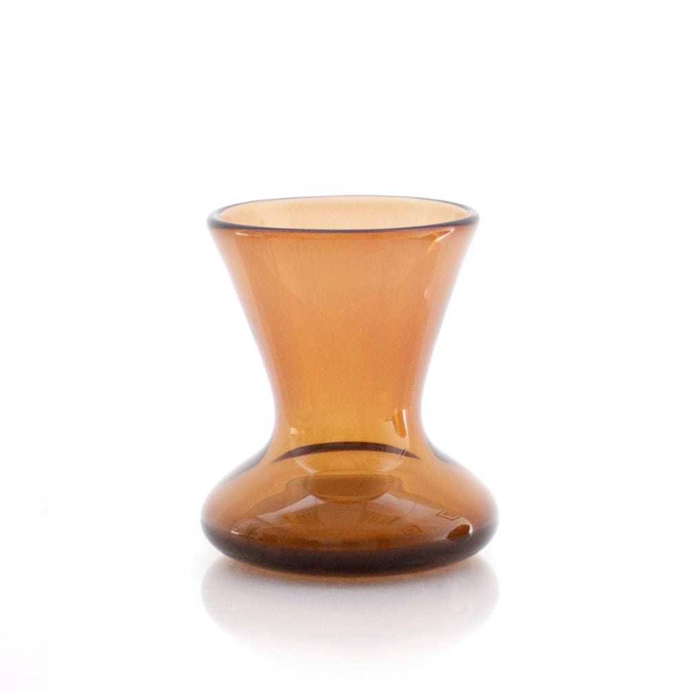 Wide Mouth Amber Glass Vase