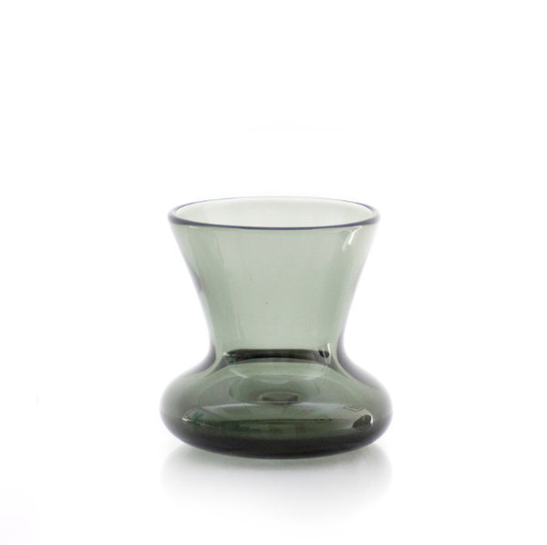 Wide Mouth Black Glass Vase
