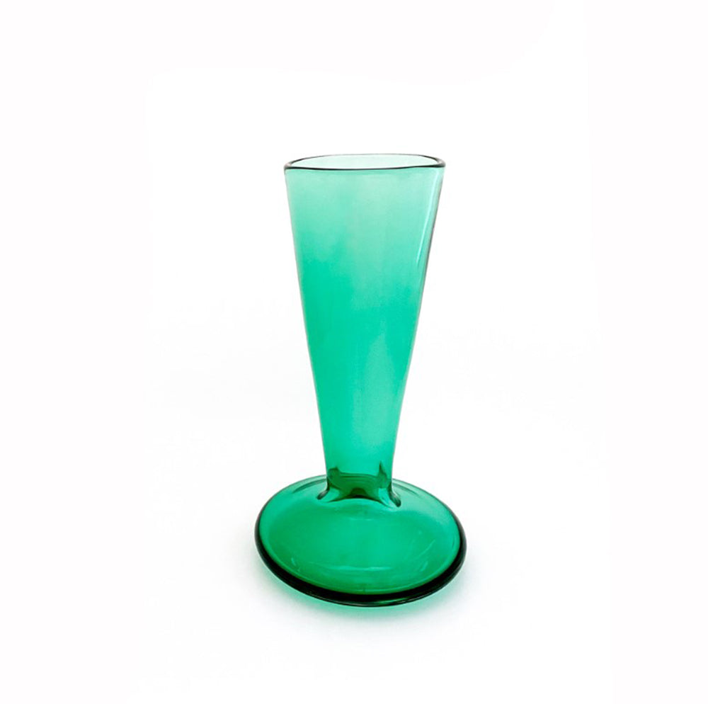 Wide Mouth Green Glass Vase
