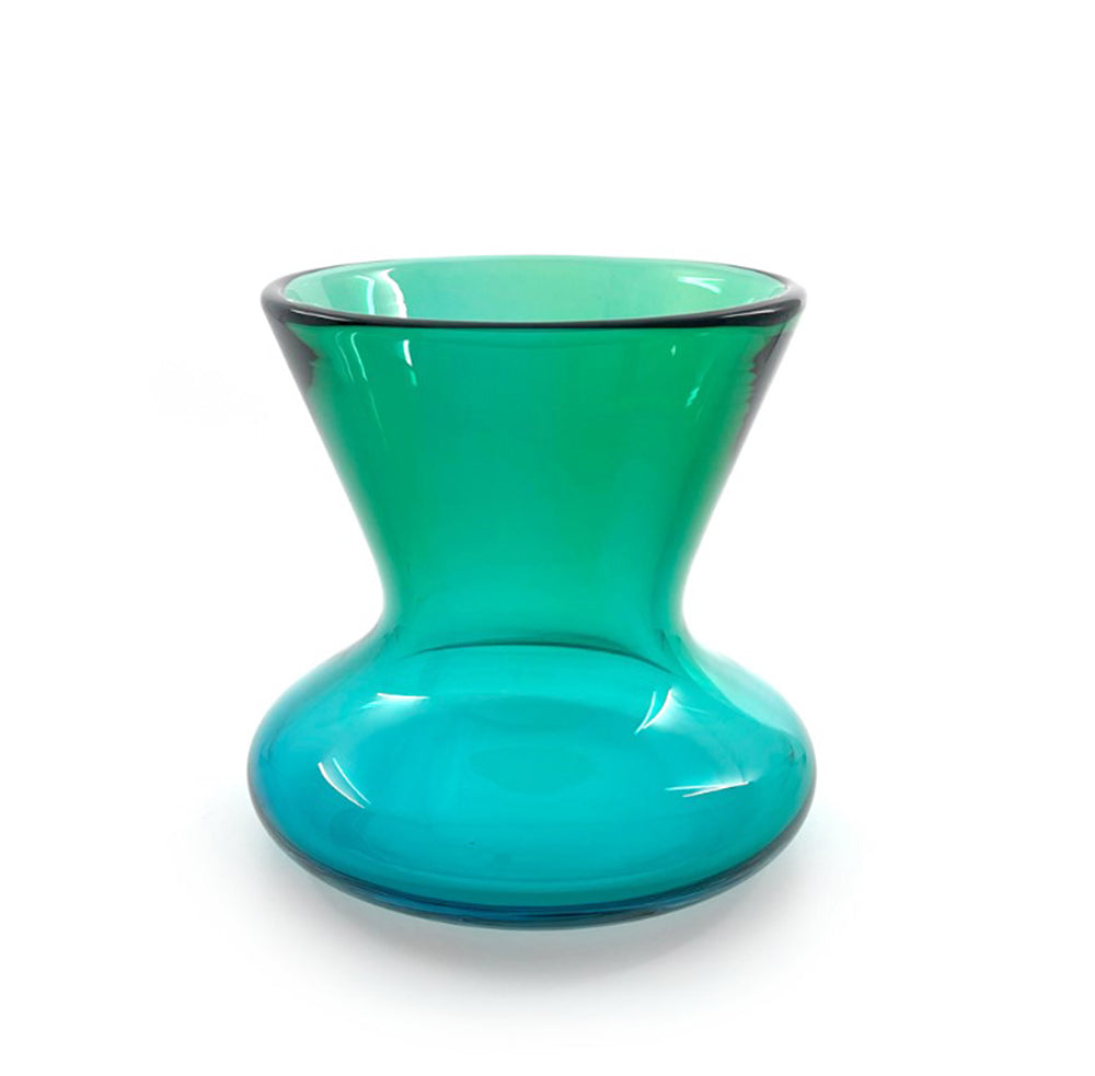 Wide Mouth Green Blue Glass Vase